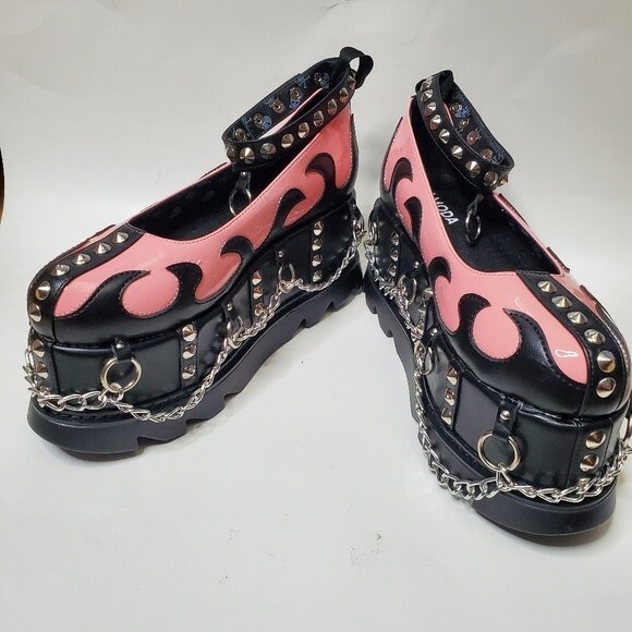 Chunky Platforms Flaming Pink Mary Janes Size 9 - Picture 3 of 14